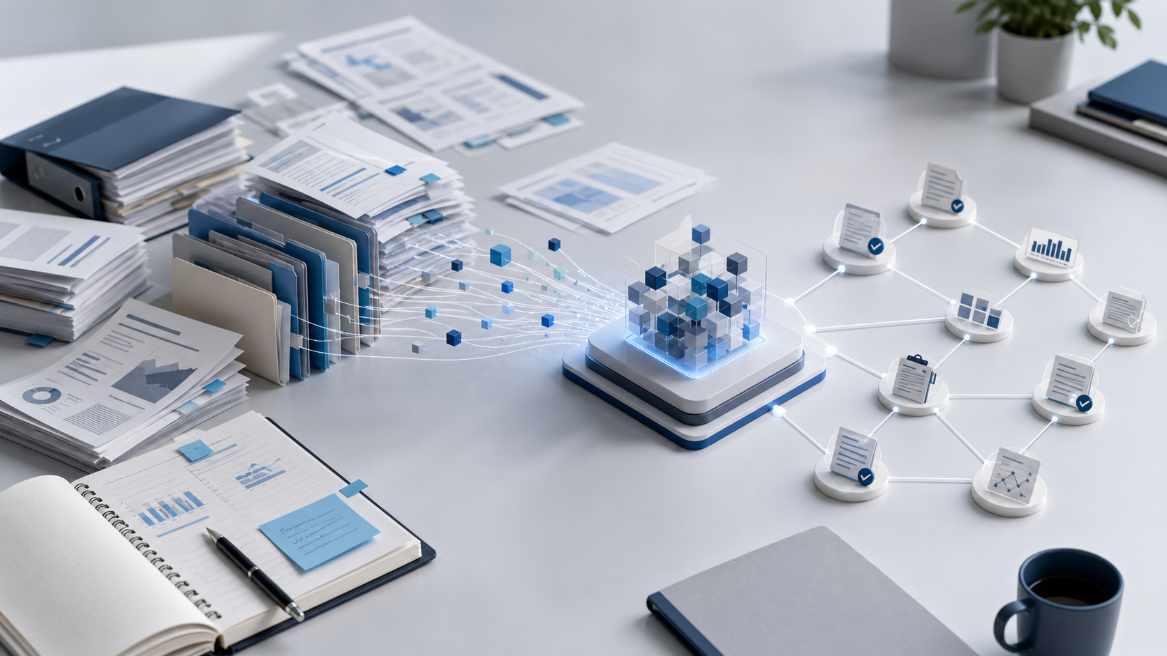 Documents, evidence, and project materials forming a governed operating memory